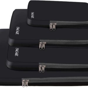 BAGAIL 4 Set/6 Set Compression Packing Cubes Travel Accessories Expandable Packing Organizers(Black ClothPattern 4 Set)  Clothing, Shoes & Jewelry