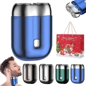 Peony Shaver, Peony Electric Shaver, New Model Mini Dual-Head Electric Shaver, Mini Razor Dual Head Portable, Rechargeable Waterproof Mini Electric Shaver for Home&Travel (Blue)