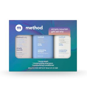 Method Body Wash and Hair Care Gift Set, Simply Nourish, 3.4 oz Travel Size Bottles