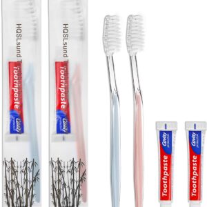 HQSLsund 100 pcs Disposable Toothbrushes with Toothpaste Individually Wrapped, 2 Color Toothbrushes and Toothpaste 10g, Bulk Toothbrushes Toothpaste for Homeless,Airbnb,Hotel Health & Household