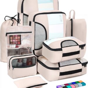 Veken 8 Set Packing Cubes for Suitcases, Luggage Organizer Bags Set for Carry on, Travel Gifts for Mom, Travel Essentials for Women, Travel Accessories in 4 Sizes(Extra Large, Large, Medium, Small)
