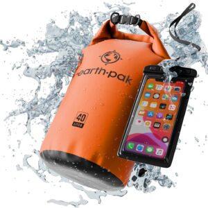 Earth Pak Waterproof Dry Bag - Roll Top Waterproof Backpack Sack Keeps Gear Dry for Kayak with Waterproof Phone Case