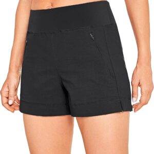 CRZ YOGA Women's Lightweight Mid Rise Hiking Shorts 4'' - Stretch Athletic Summer Travel Outdoor Golf Shorts Zip Pockets