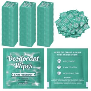 Timgle 100 Pcs Travel Deodorant Wipes Individually Wrapped Armpit Antiperspirant Deodorant Sweat Body Wipes for Women Men Teens Sports Travel Cleanse Skin and Underarm Excessive Sweating (Jasmine)