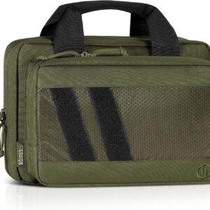 Savior Equipment Specialist Series Tactical Double Scoped Handgun Firearm Case Pistol Bag for Outdoor Hunting Shooting Range, Lockable Compartment, Additional Magazine Storage Slots